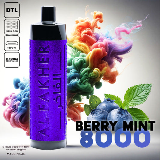 Al Fakher Crown Bar Vape 8000 Puffs Berry Mint Liquid