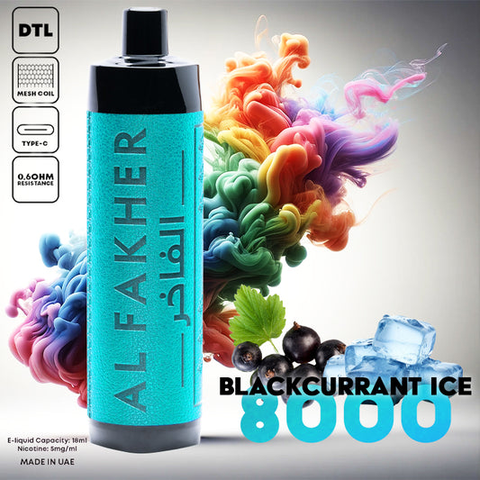 Al Fakher Crown Bar Vape 8000 Puffs Blackcurrant Ice Liquid