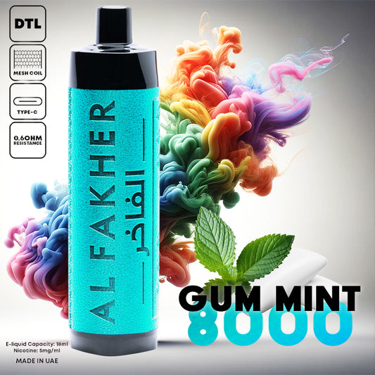 Al Fakher Crown Bar Vape 8000 Puffs Gum Mint Liquid