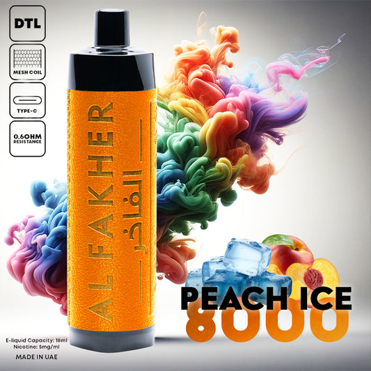 Al Fakher Crown Bar Vape 8000 Puffs Peach Ice Liquid