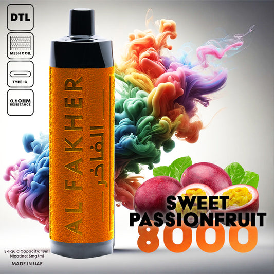 Al Fakher Crown Bar Vape 8000 Puffs Sweet Passionfruit Liquid